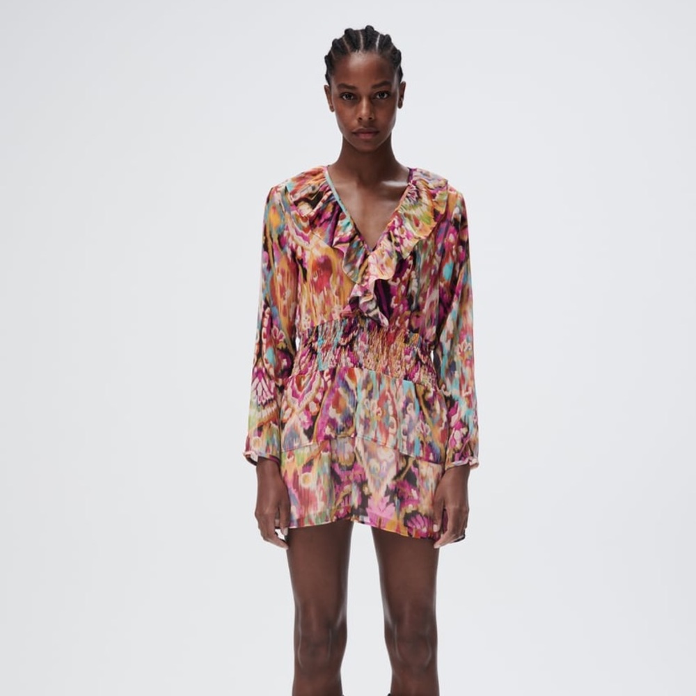 XS ZARA PRINTED MINI DRESS